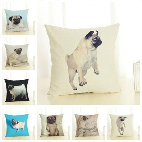 Cute dog black and white pet pug cushion cushion cover pillow case sofa car back cover decoration