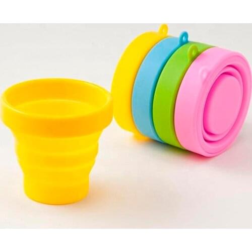 Portable silicone folding water cup outdoor playing easy to storage candy-colored drinking mug