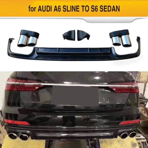 PP Car Rear Bumper Diffuser Lip Spoiler for Audi A6 S-line 2019 Not S6 RS6