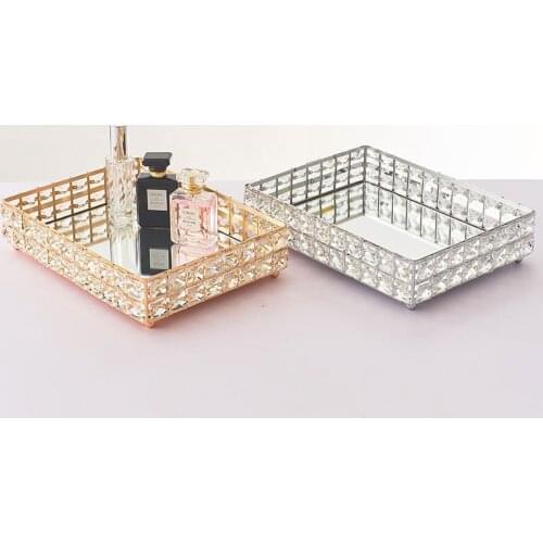 Selling Crystal Tray Rectangular Glass Tray Living Room Household Fruit Tray Cosmetic Storage Tray Wedding Props