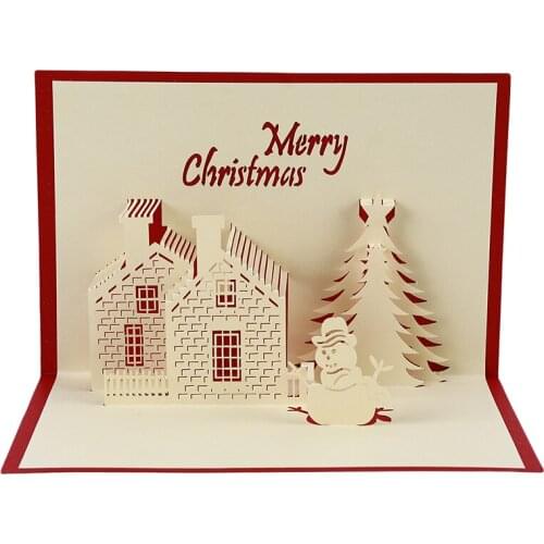3D Creative Three-dimensional Handmade Paper Carving Hollow Christmas Card Birthday Christmas Custom Greeting Cards Gift