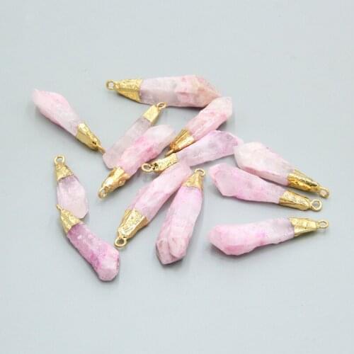 Pink necklace pendant gold charm stone necklace quartz necklace pendants jewelry diy pendulum agates druzy handmade findding