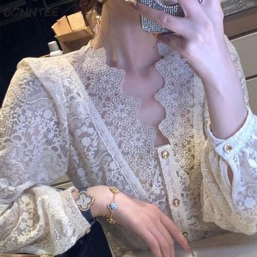 Shirts Women New Summer Thin Hollow Out Stylish Fashion Ins Camisas Mujer Sunscreen Breathable Soft Long Sleeve Design Oversize