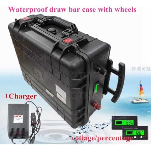 Drawbar case 72v 50Ah li-ion battery pack waterproof for mobile power storage energy RV EV 5kw motor bike portable + 10A charger