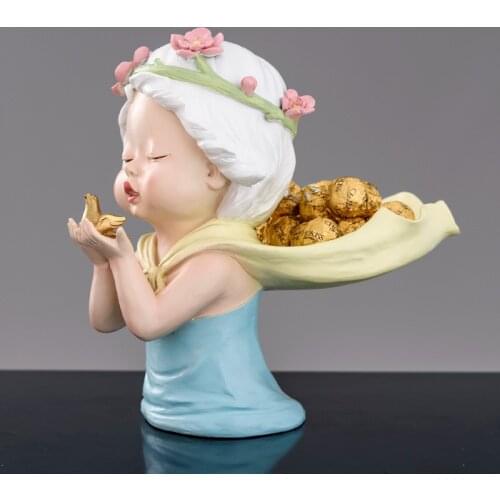 NORDIC FLOWER GIRL STORAGE CANDY BOX DECORATION LUCKY CHARACTER CREATIVE KEY STORAGE BOX RESIN CRAFT HOME DECORATION GIFT R4979