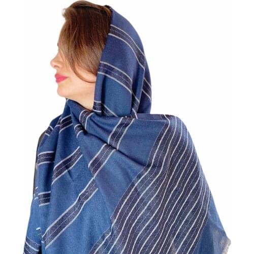 Special for women solid chiffon hijab scarf fashion 2021 Navy Blue White Striped soft long shawl ladies Sizes: 180x86