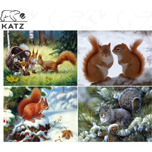 Rhinestone Painting Squirrel Winter Cartoon Crystal Decoration Diy Diamond Painting 3D Cross Stitch Pattern Diamond Embroidery