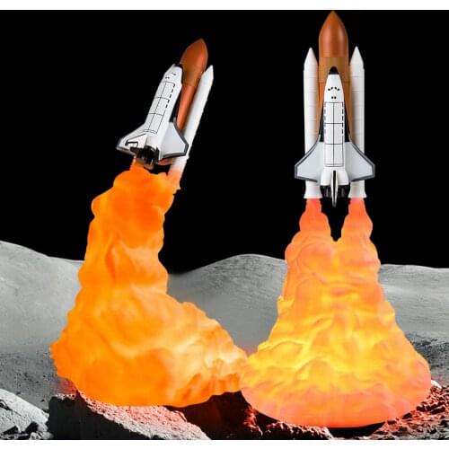 3D Print Space Shuttle LED Table Lamp Bedside Moon Lamp 800 mAh USB Rechargeable LED Night Light Christmas Kids Gift Study Decor