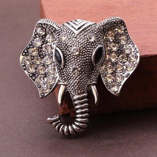 TODOX man Brooches elephant Retro lovely Crystal Simple and refined high grade pins Rhinestone flower button women style gifts
