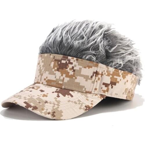 Outdoor Unisex Funny Camouflage Wig Cap Flair Hair Visor Casual Golf Caps Outdoor Wig Baseball Cap Parent-child Street Trend