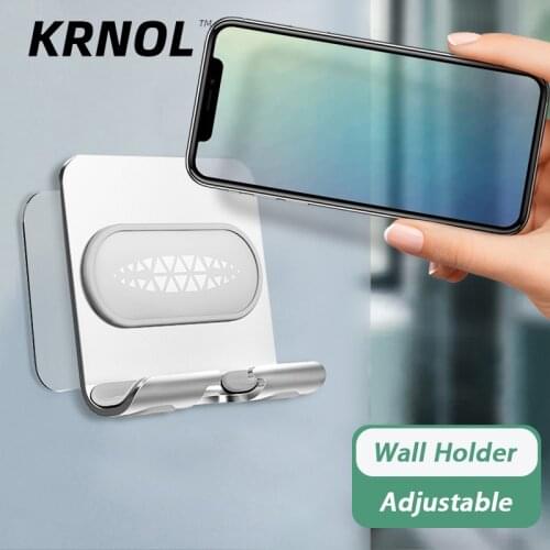 Universal Wall Phone Holder Metal Wall Mounted Hook Bracket for Kitchen Toilet Bathroom Shower Phone Holder Stand Support Tablet