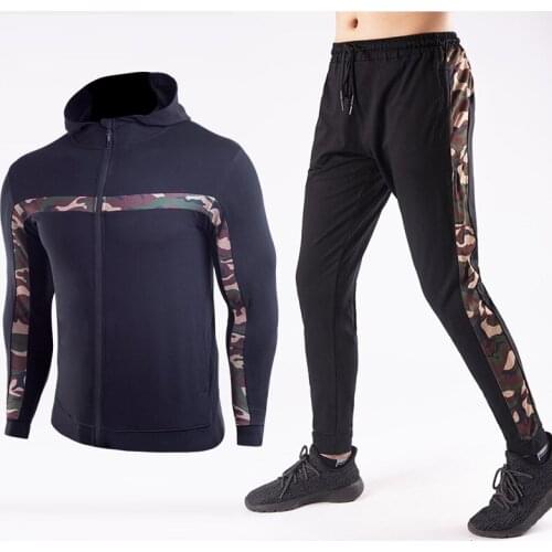 2021 Spring Autumn Man Tracksuit Mens Running Set Jacket+Pants Camoflage Fitness Sportswear GYM Jogging Sports Suit Clothing