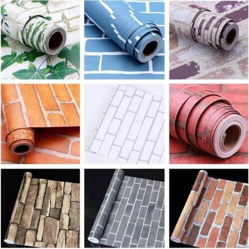 Brick Pattern Vinyl Home Waterproof Wallpapers Self-Adhesive Papel De Pared Imitation Brick 3d Wall Stickermeter Long Room Decor