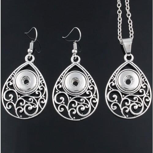 Hot Sale High Quality Vintage Xinnver Snap Jewelry Set "Snap Pendant Necklace Snap Earrings" Fit 12mm Snap Buttons Jewelry ZG091