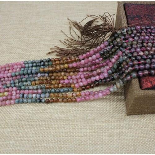High Quality Striking Natural Colorful Tourmaline Beads Handmade Bracelet Stone Beads Tourmaline Beads 4MM 5MM 6MM For Jewelry