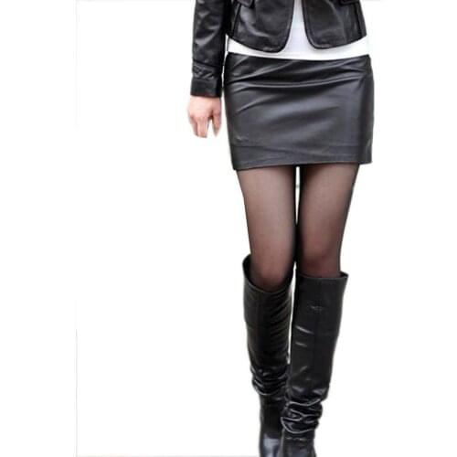 NEW Fashion Women Sexy Black PU Leather Pencil Bodycon High Waist Mini Short Skirt Stylish Off Ladies Mini Shirts