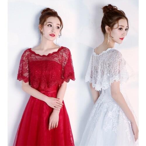 New Fashion Bridal Jacket Coat Wedding Shawl Women White Wraps Bolero Accessories Elegant Lady Evening Party Dress Lace Wrap 913