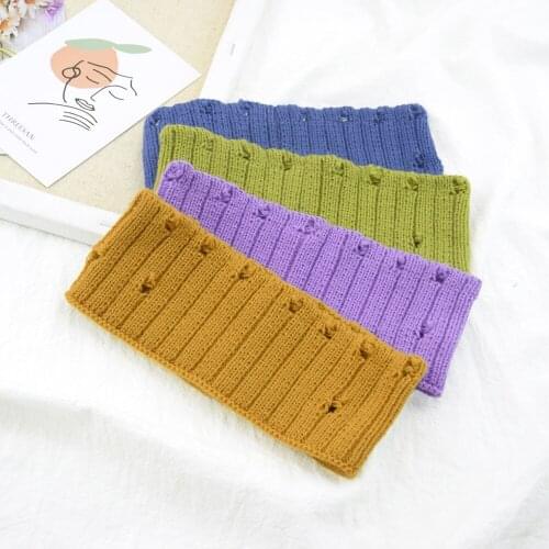 Winter Warmer Ear Knitted Headband Turban For Lady Women Crochet Wide Stretch Hairband Holes Headwrap Hair Accessories For Girl