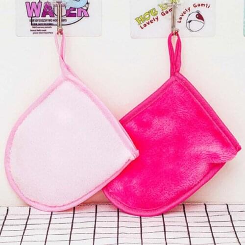 Rose Pink 11.9x3.5cm 1PCS Reusable Microfiber Facial Cloth Face Towel Makeup Remover Cleansing Glove Tool