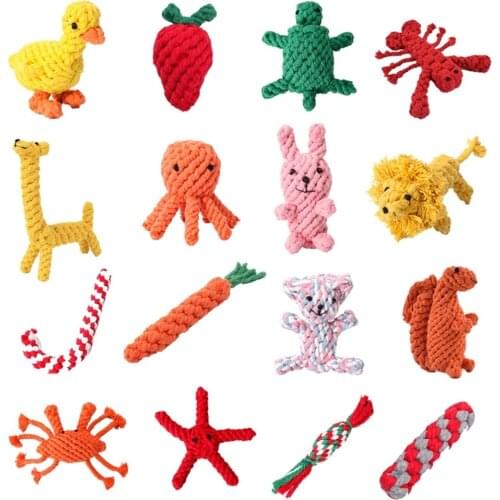 1pc Cotton Rope Dog Toys Bite Resistant Cleaning Teeth Dog Chew Toy Puppy Toys Cartoon Animal Pet Toys for Dogs Cute Pets Toys