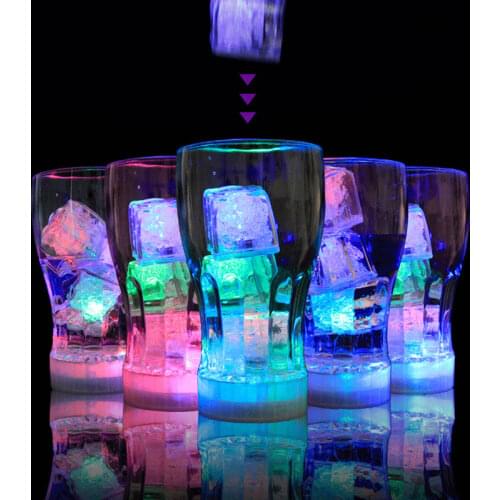 12/24Pcs LED Ice Cubes Glowing Party Ball Flash Light Luminous Neon Wedding Festival Bar KTV Wine Tasteless Glass Decoration