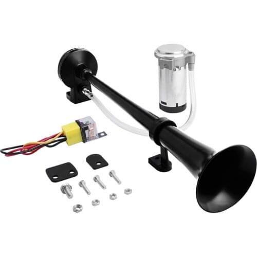 12V 150Db Air Horn Kit,18 Inches Single Trumpet Train Air Horn with Compressor for Car Vehicle Truck Train Boat Black