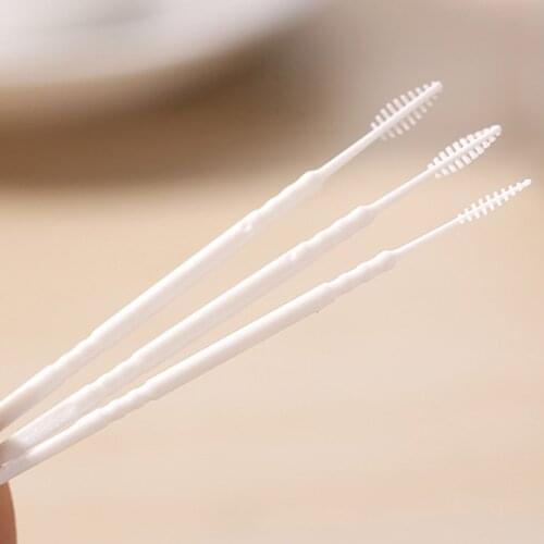 50pcs Portable Double Head Brush Tooth Picks Floss Pick Plastic Interdental Toothpick Brush Picks Oral Care