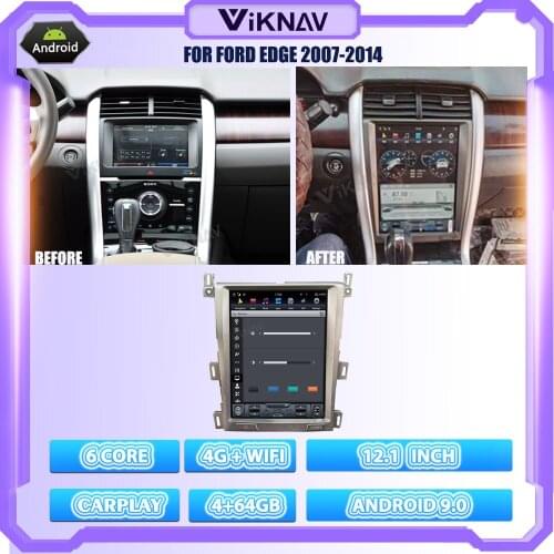 12.1 Inch Android 9.0 PX6 Car Radio For FORD EDGE 2007-2014 Stereo Vertical Screen Navigation Gps Multimedia Player Recorder