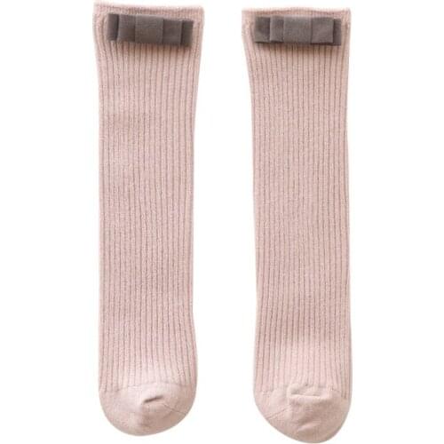 Leisure ChildrenS Socks Bow Autumn Winter Flannel Bow Boneless Keep Warm Solid Color ChildrenS Socks
