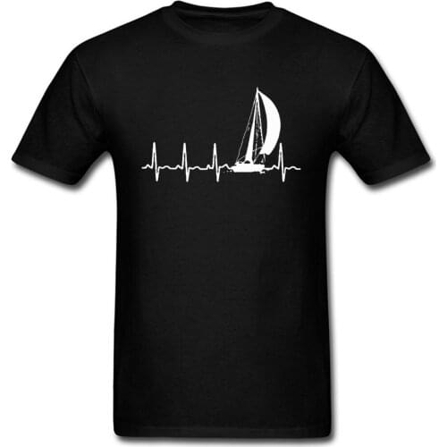 Boat Surfer Heartbeat Wave Funny Tshirt Mens Round Collar Summer Design Tops Shirt All Cotton Casual Top T-shirts Men