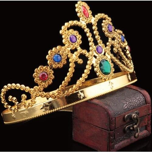 King Queen Headdress Crown Birthday Cosplay Adjustable Festival Makeup Dancing Party Supplies AIC88