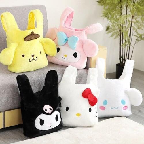 Hobbies Stuffed Animals Plush Kuromi My Melody Cinnamoroll Cartoon Cute Large Capacity Hand Bag Storage Bag Gift for Children