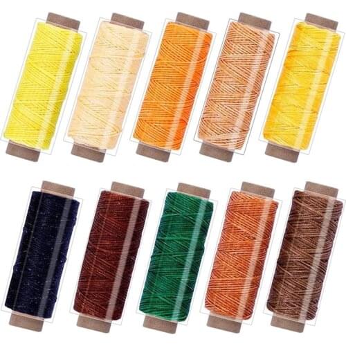 KAOBUY 10PCS 150D Leather Waxed Thread Cord For DIY Handicraft Tool Hand Stitching Thread For Leather Craft DIY, Bookbinding