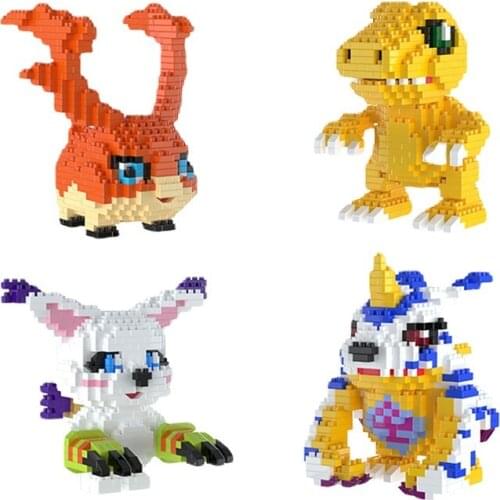 Digital Monster Building Blocks Agumon 3D Model Padamon Gabumon Tailmon Assembled Diamond Mirco Bricks Figure Toy For Kids Gift