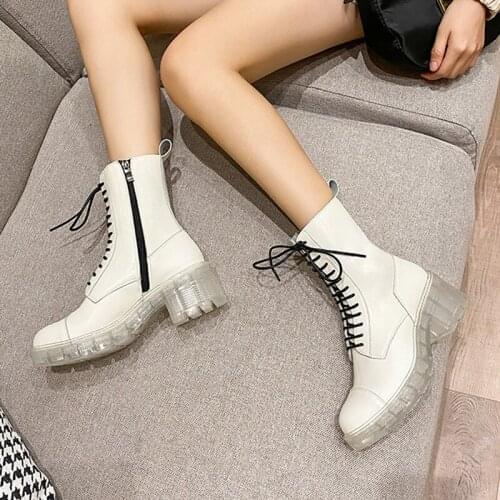 Leather Nude Boots Womens British Style Spring and Autumn 2021 New Casual Womens Shoes Short Boots Women Fashion White