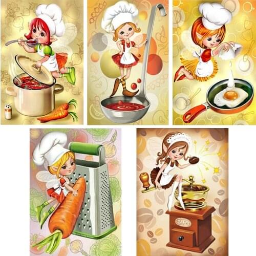 AB Colorful cross stitch kit diamond mosaic diamond embroidery crafts Lovely cook girl 5d diy Full diamond diamond painting