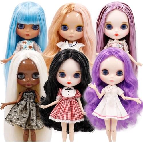 ICY DBS Blyth doll white skin dark skin black skin colorful hair glossy matte face nude joint body girl toy gift