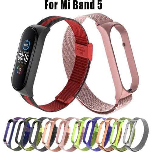 For Mi Band 5 Metal Strap Stainless Steel Anti-lost Zinc Alloy Metal Strap For Xiaomi mi band 5 Bracelet Milanese Band