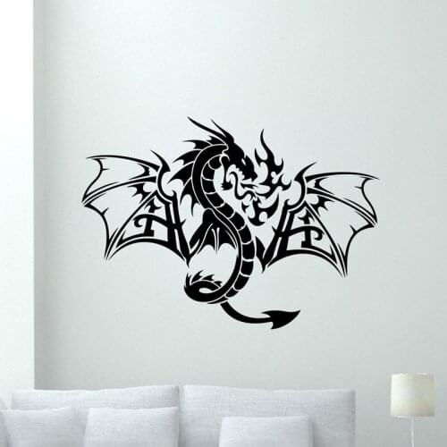 Chinese Mythical Dragon Fantasy Art Sticker Living Room Decor Animal Vinyl Wall Decal Tribal Dragon Wall Sticker Home Decor E531