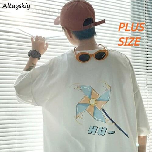 Cartoon T-shirts Women Oversize Japanese Style Loose Leisure BF Unisex Couple Streetwear College Students Summer Trendy Popular