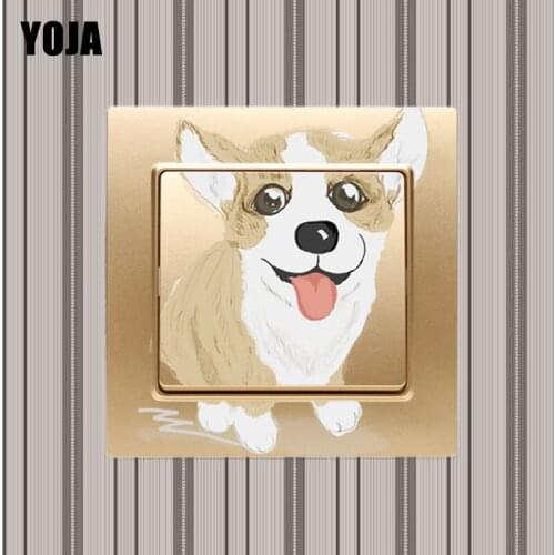 YOJA Cute Corgi Puppy Creative Switch Wall Sticker Room Bedroom Decor Personalized 8SS0190