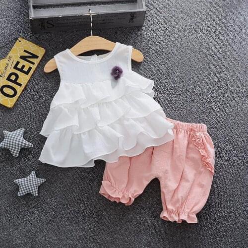 2020 new summer Girls Kids Flower vest + shorts kids suit suit comfortable cute baby Clothes Children Clothing