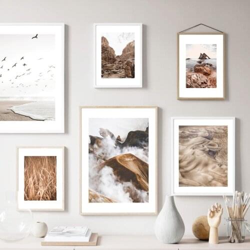 Autumn Landscape Poster Reef Sea Beach Reed Canvas Painting On The Wall Art Pictures for Interior Living Room Decor Mural