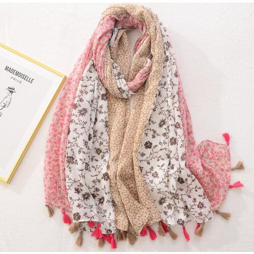 2021 Autumn Daisy Print Tassel Scarf Shawls Soft Floral Pattern Hijab Wrap Free Shipping