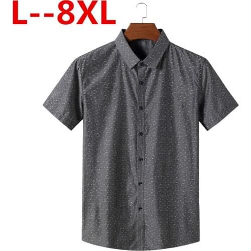 Plus 8XL 6XL 5XL Short Sleeve Shirt Men Clothes Summer Mens Shirts Casual Slim Fit Plaid Camisa Masculina Cotton Chemise Homme