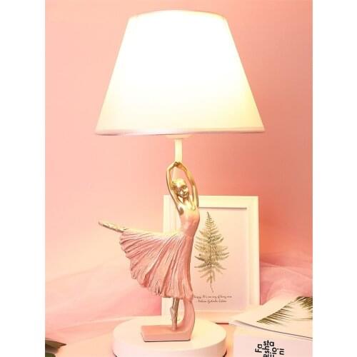 Nordic ballet shade table lamps childrens bedroom girl princess cute desk eye protection pink decorative bedside table lights