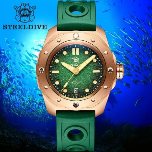 STEELDIVE SD1960S CUSN8 Bronze Wristwatch Luminous Beads 500M Waterproof Big Turtle Japan NH35 Luxury Bronze Mens Diving Watch