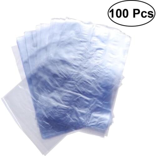 100 PCS PVC Shrink Wrap Bags Plastic Film Shrink Wrapping Bags For Soaps Bottles Bath Bombs Packaging Gift Baskets 2020