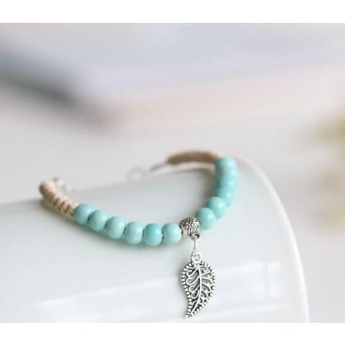 Traditional Boondoggle Hand Woven Ceramic Bracelets Beads Simple Style Womens Jewelry Wholesale Free Shipping #1622