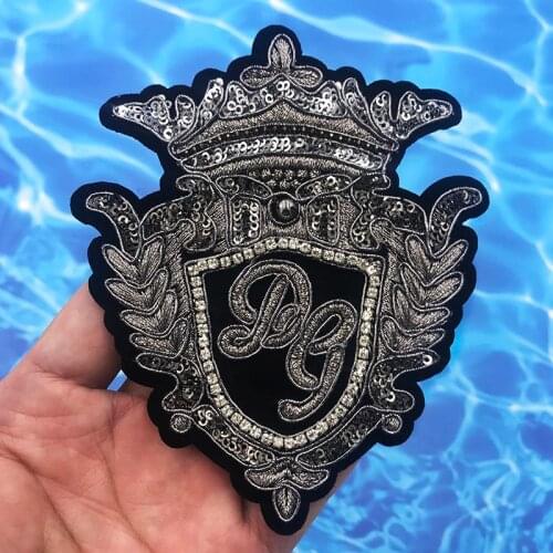 Beaded Embroidery Flowers Patch Letter Crown Jeans Applique Clothing Jacket Badge Patches XBT107